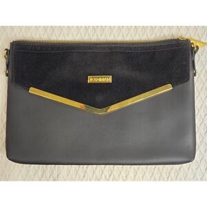 Joy Iman Shoulder Bag Clutch Convertible Envelope Style Black Leather No Strap